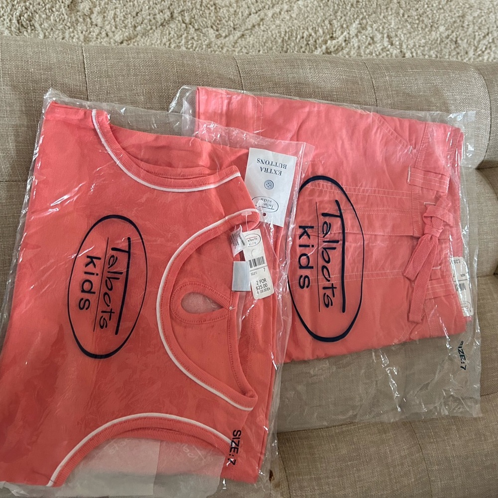 Brand new Talbots kids size 7 melon skirt and tank top